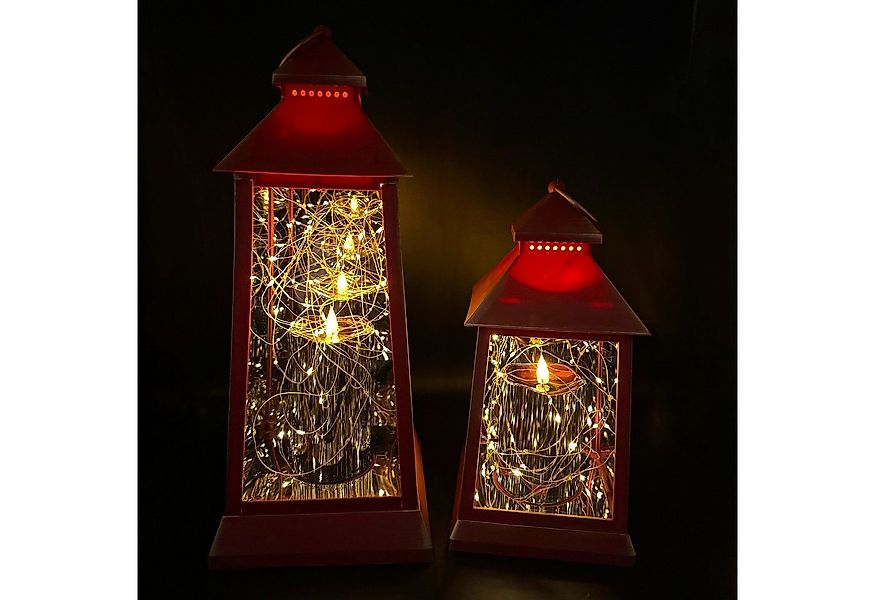 Online-Fuchs LED Laterne mit Stumpenkerze, LED Lichterkette, Timer und Funk günstig online kaufen