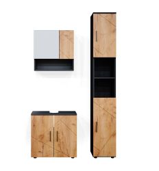 Vicco Badmöbel-Set Irma, Anthrazit/Eiche, 3 Teile, günstig online kaufen