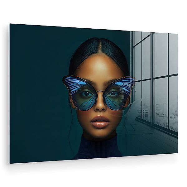 MuchoWow Acrylglasbild Frau - Schmetterling - günstig online kaufen