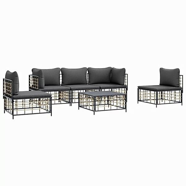 Vidaxl 6-tlg. Garten-lounge-set Mit Kissen Anthrazit Poly Rattan günstig online kaufen