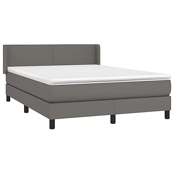 vidaXL Boxspringbett mit Matratze Grau 140x190 cm Kunstleder 3130659 günstig online kaufen