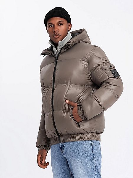 OMBRE Winterjacke Herren-Pufferjacke mit gerippten Abschlüssen günstig online kaufen
