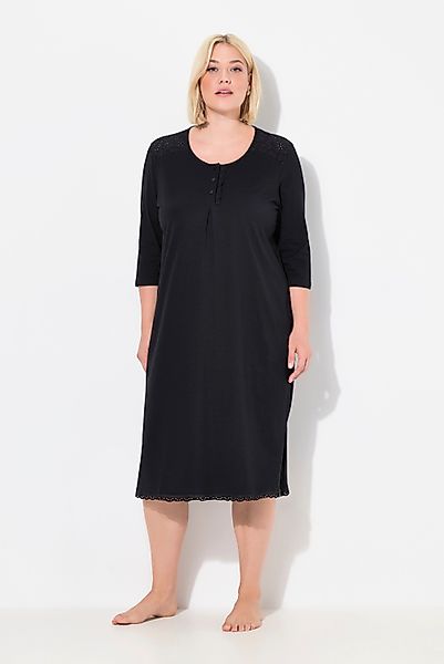 Ulla Popken Nachthemd Nachthemd Lochstickerei Zierfalte günstig online kaufen