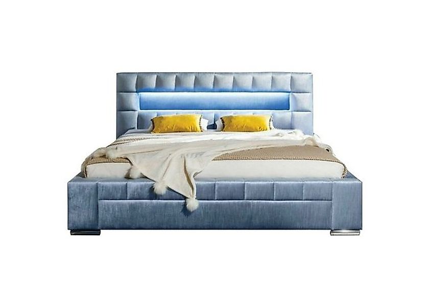 JVmoebel Bett inkl LED Beleuchtung Schlafzimmer Möbel Betten Doppel Grau, M günstig online kaufen
