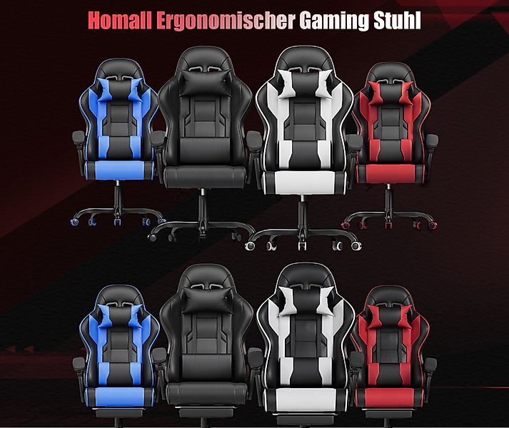 HOMALL Gaming-Stuhl Massage Bürostuhl mit Fußstütze,Kopfstütze günstig online kaufen