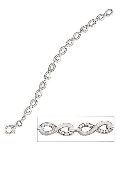 JOBO Silberarmband "Armband", 925 Silber rhodiniert mit Zirkonia 19 cm günstig online kaufen