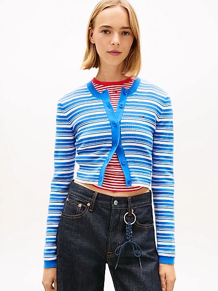 Tommy Jeans Strickjacke "TJW CREW NECK STRIPE CARDI EXT" reine Baumwolle, S günstig online kaufen