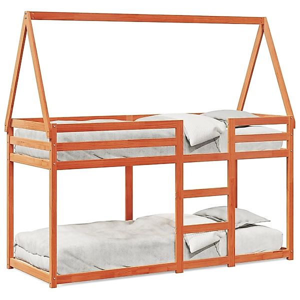 vidaXL Bett Etagenbett mit Dach Wachsbraun günstig online kaufen