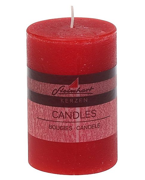 Steinhart Kerzen Rustic-Kerze Stumpenkerze "Raureif" Rubin Rot 100/68 mm günstig online kaufen