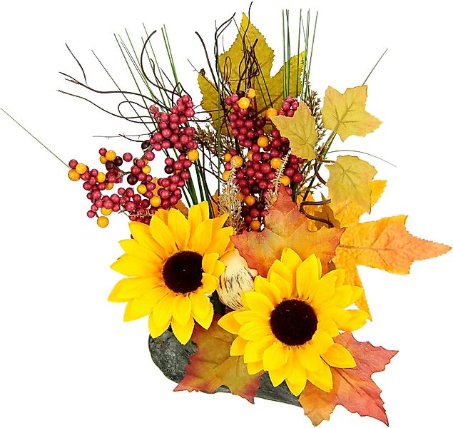 Kunstblume Gesteck aus Sonnenblumen auf Stein, I.GE.A., Höhe 28 cm, Künstli günstig online kaufen