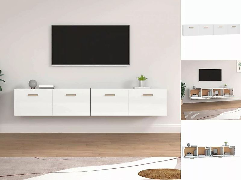 vidaXL Kleiderschrank Wandschränke 2 Stk Hochglanz-Weiß 100x36,5x35 cm Holz günstig online kaufen