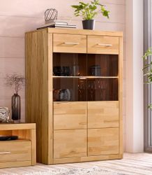 Home affaire Vitrine "Ribe, 125 cm hoch, Fronten Massivholz, 4 breite Fäche günstig online kaufen