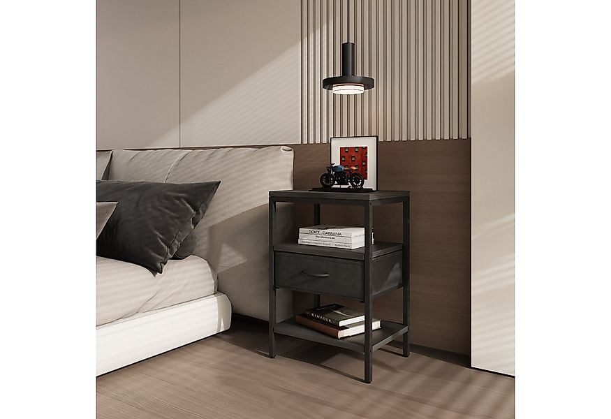 VOWNER Nachttisch 2er Set, Nachttisch mit Metallrahmen und 1 großer Stoffsc günstig online kaufen