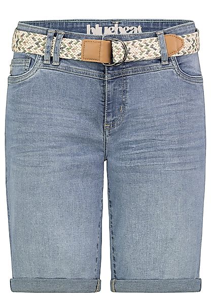SUBLEVEL Jeansshorts mit Flechtgürtel und umgeschlagenem günstig online kaufen