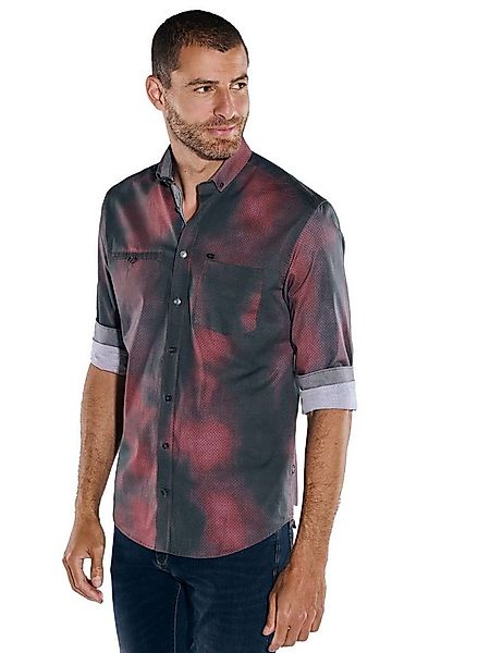 Engbers Langarmhemd Herren Langarm-Hemd gemustert, Dunkelrot günstig online kaufen