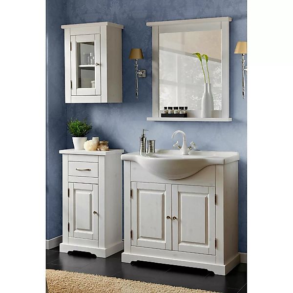 Badezimmer Möbel Set inkl. Waschtisch mit Keramik-Waschbecken LIRIA-56, Mas günstig online kaufen