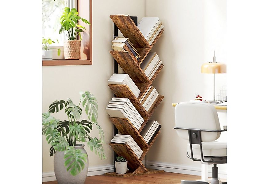 HOMCOM Bücherregal mit 9 Ebenen, im Baumform, Aufbewahrungsregal 1-tlg., fü günstig online kaufen