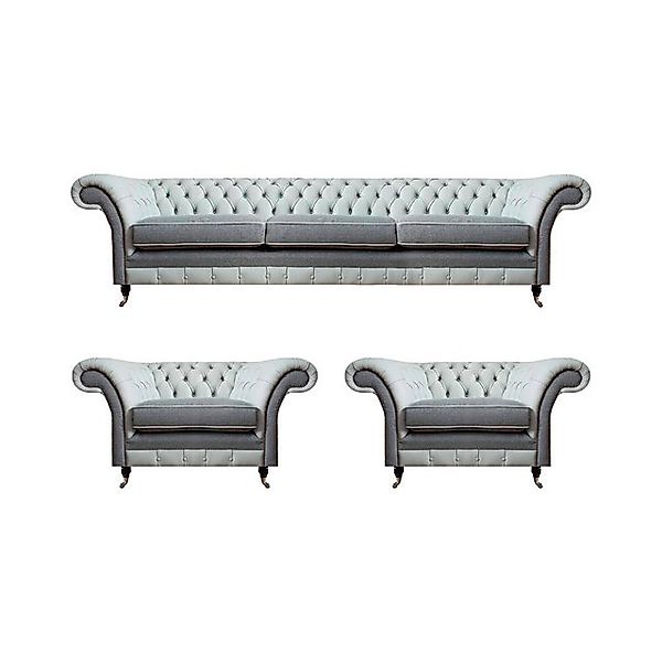 JVmoebel Sofa Sofagarnitur Chesterfield Textil Sofas 3+1+1 Polster Set Garn günstig online kaufen