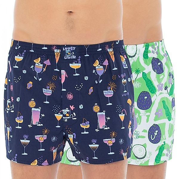 Lousy Livin 2-er Set Boxershorts Grün & Lila mit Motiv günstig online kaufen