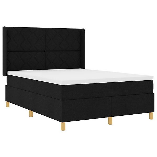 vidaXL Bett Boxspringbett mit Matratze Schwarz 140x200 cm Stoff (1-tlg) günstig online kaufen