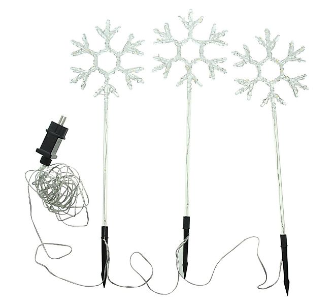 Dekoleidenschaft Gartenstecker "Schneeflocke" Ø 15 cm + Stab 50 cm, LED Blu günstig online kaufen