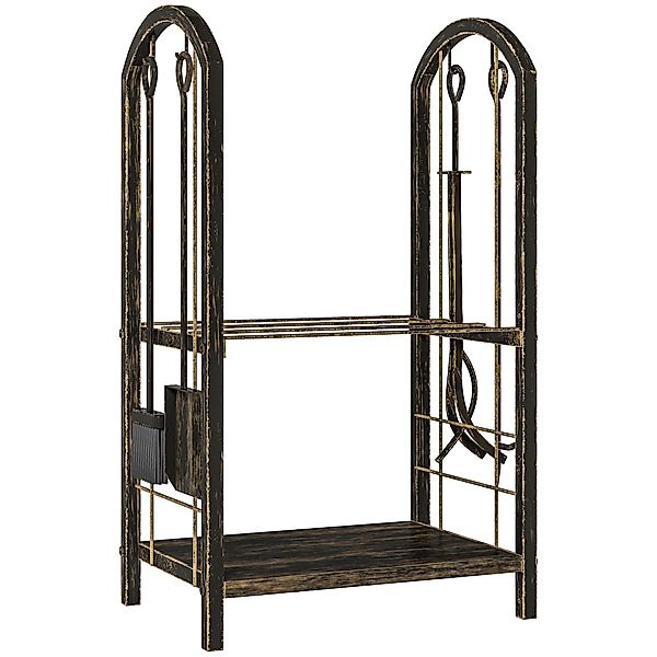 Outsunny Kaminholzregal für innen 43 x 30 x 74cm 2 Ebenen Brennholzregal mi günstig online kaufen