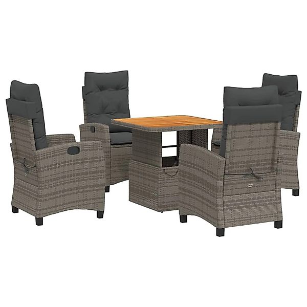 vidaXL 5-Tlg Garten-Essgruppe mit Kissen Grau Poly Rattan 3277398 günstig online kaufen