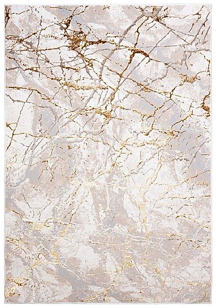 Mazovia Designteppich Modern Teppich für Wohnzimmer - Beige Creme mit Gold, günstig online kaufen