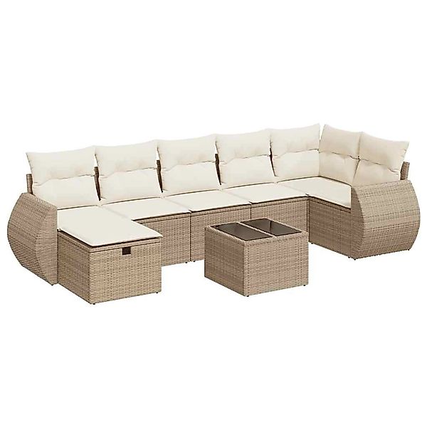 vidaXL 8-Tlg Garten-Sofagarnitur mit Kissen Beige Poly Rattan 3325614 günstig online kaufen