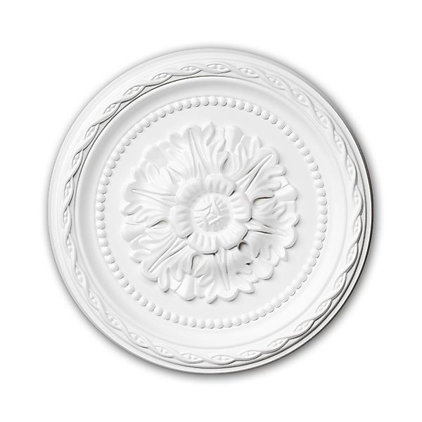 PROFHOME 156009 RoSette aus Polyurethan DeckenroSette Zierelement 29,3 cm 2 günstig online kaufen