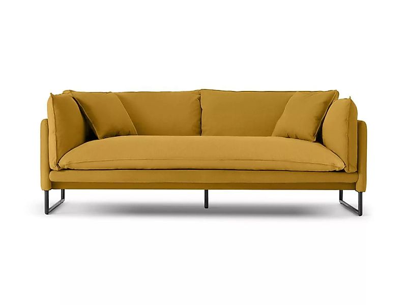 Sofa 3-Sitzer - Baumwolle & Leinen- Gelb - MIROSE günstig online kaufen