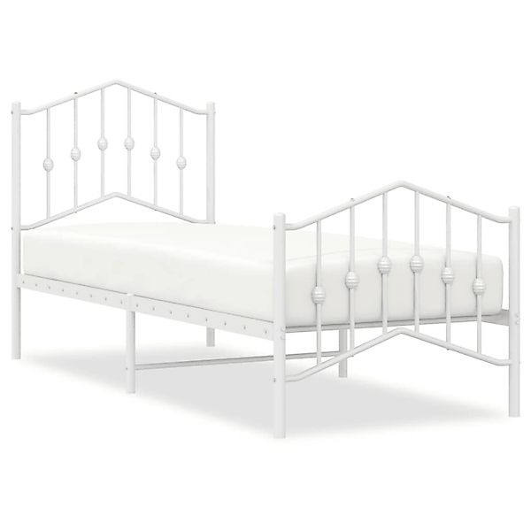 vidaXL Bettgestell mit Kopf- und Fußteil Metall Weiß 75x190 cm Modell 41926 günstig online kaufen
