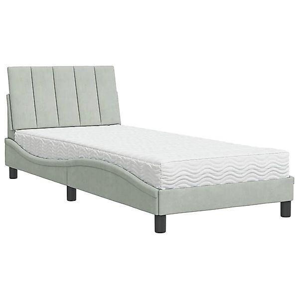 vidaXL Bett mit Matratze Hellgrau 90x200 cm Samt Modell 12007235 günstig online kaufen