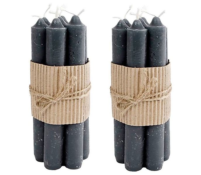 Macosa Home Tafelkerze Tafelkerzen Grau 12er Set 17 cm Wachskerzen Stabkerz günstig online kaufen
