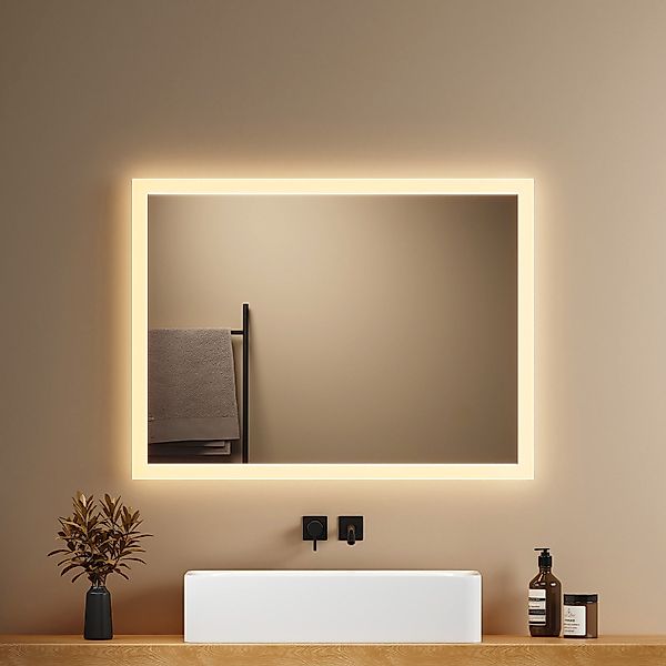 EMKE Badspiegel mit Beleuchtung 80x60cm LED günstig online kaufen