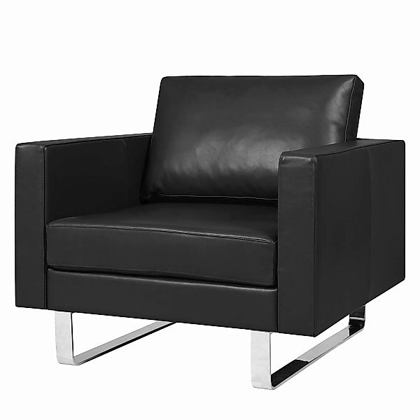 home24 Fredriks Sessel Portobello IV Schwarz Echtleder 82x75x85 cm (BxHxT) günstig online kaufen