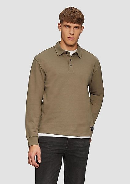 s.Oliver Langarmshirt Polo-Shirt Strukturiertes Langarm-Poloshirt im Relaxe günstig online kaufen