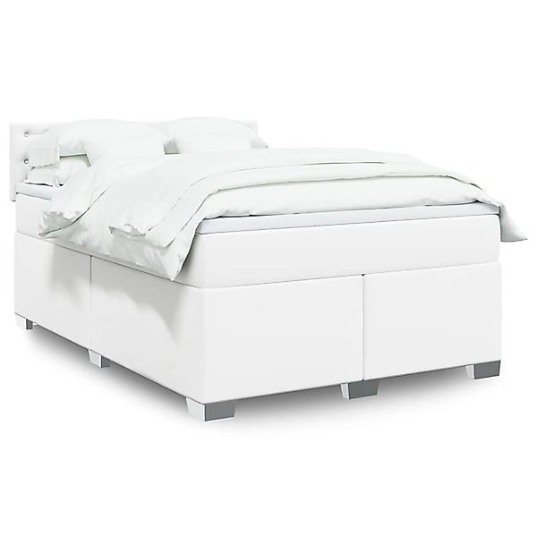 vidaXL Boxspringbett mit Matratze Weiß 140x190 cm Kunstleder 3288421 günstig online kaufen
