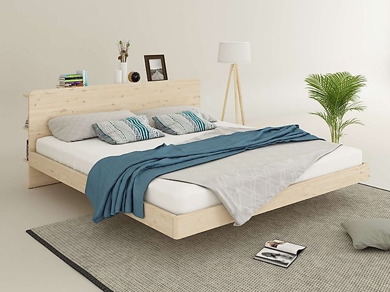 OTTO home Massivholzbett »Amaliah Schwebebett, versteckte Regale hinter dem günstig online kaufen