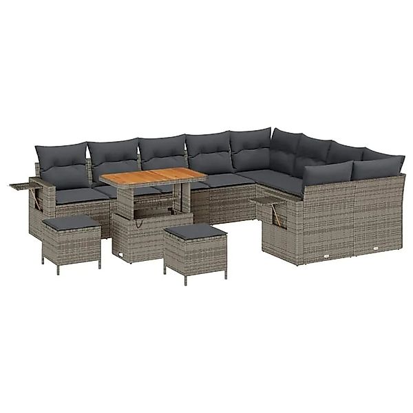 vidaXL Gartensofa-Set mit Kissen 12 Stk Grau Poly-Rattan 3363738 günstig online kaufen