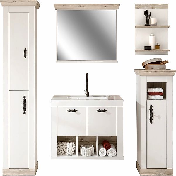 Home affaire Badmöbel-Set "Florenz, Bad im Landhausstil, 5-teiliges Badezim günstig online kaufen
