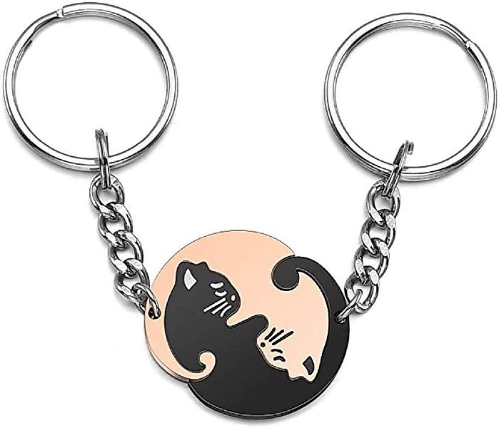 Geschenkehöhle Schlüsselanhänger Set 2 Paar Yin Yang Katzen Puzzle Schlüsse günstig online kaufen