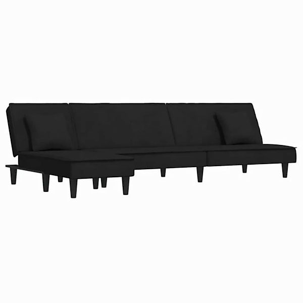 vidaXL Sofa Schlafsofa in L-Form Schwarz 255x140x70 cm Samt Chaiselongue günstig online kaufen