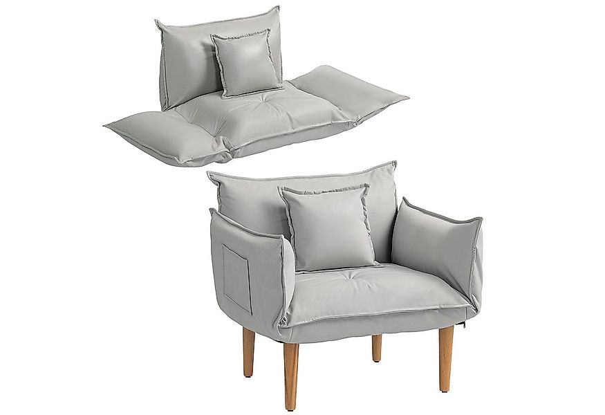 HOMCOM Sessel Loungesessel mit Kissen, Bodensessel mit Verstellbarer Rücken günstig online kaufen