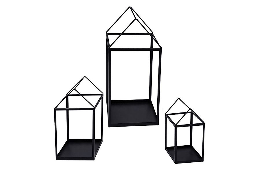 Spetebo Kerzenlaterne Metall Laterne in Haus Form schwarz 3er Set - 45 / 33 günstig online kaufen