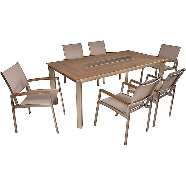 Garden Pleasure Gartenmöbel-Set Florence 7-teilig mit Stapelstühle Champagn günstig online kaufen