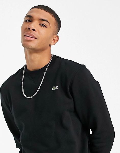 Lacoste – Schwarzes Basic-Sweatshirt mit Rundhalsausschnitt günstig online kaufen