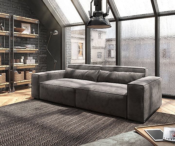 DELIFE Big-Sofa Sirpio, Mikrofaser Khakibraun 230x95 cm mit Hocker günstig online kaufen