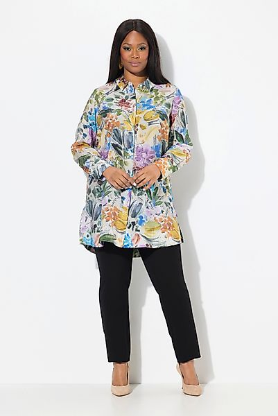Ulla Popken Hemdbluse Longbluse Modalmix Hemdkragen günstig online kaufen