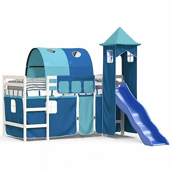vidaXL Kinderhochbett mit Turm Blau 80x200 cm Massivholz Kiefer1930114 günstig online kaufen